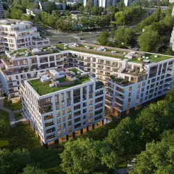 Budynek inwestycji Cynamonowa z lotu ptaka, Warszawa Ursynów