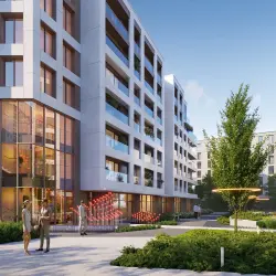 Patio inwestycji Cynamonowa, Warszawa Ursynów